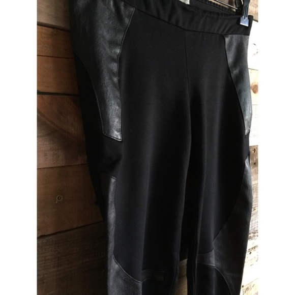 New Helmut Lang lamb leather panel knit bondage patch stretch moto legging pants - Picture 6 of 7